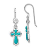 Curata 925 Sterling Silver Polished 12x36mm Simulated Turquoise Cross Hook Earrings