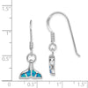 Curata 925 Sterling Silver Polished 13x31mm Blue Simulated Opal Dolphin Tail Hook Earrings