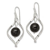 Curata 925 Sterling Silver Polished 13x47mm Hook Twist Simulated Onyx Dangle Earrings