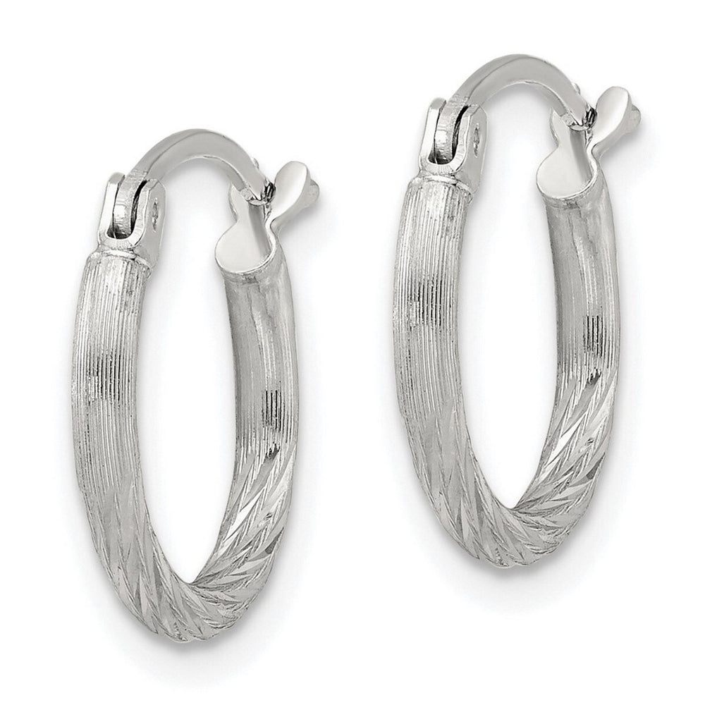 Curata 925 Sterling Silver Polished 15x17mm Satin Sparkle Cut Hoop Earrings