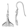 Curata 925 Sterling Silver Polished 15x28mm Whale Tail Long Drop Dangle Earrings