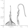 Curata 925 Sterling Silver Polished 15x28mm Whale Tail Long Drop Dangle Earrings