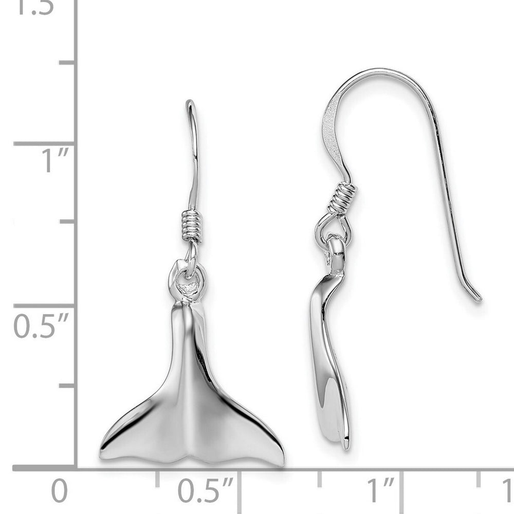 Curata 925 Sterling Silver Polished 15x28mm Whale Tail Long Drop Dangle Earrings