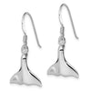 Curata 925 Sterling Silver Polished 15x28mm Whale Tail Long Drop Dangle Earrings