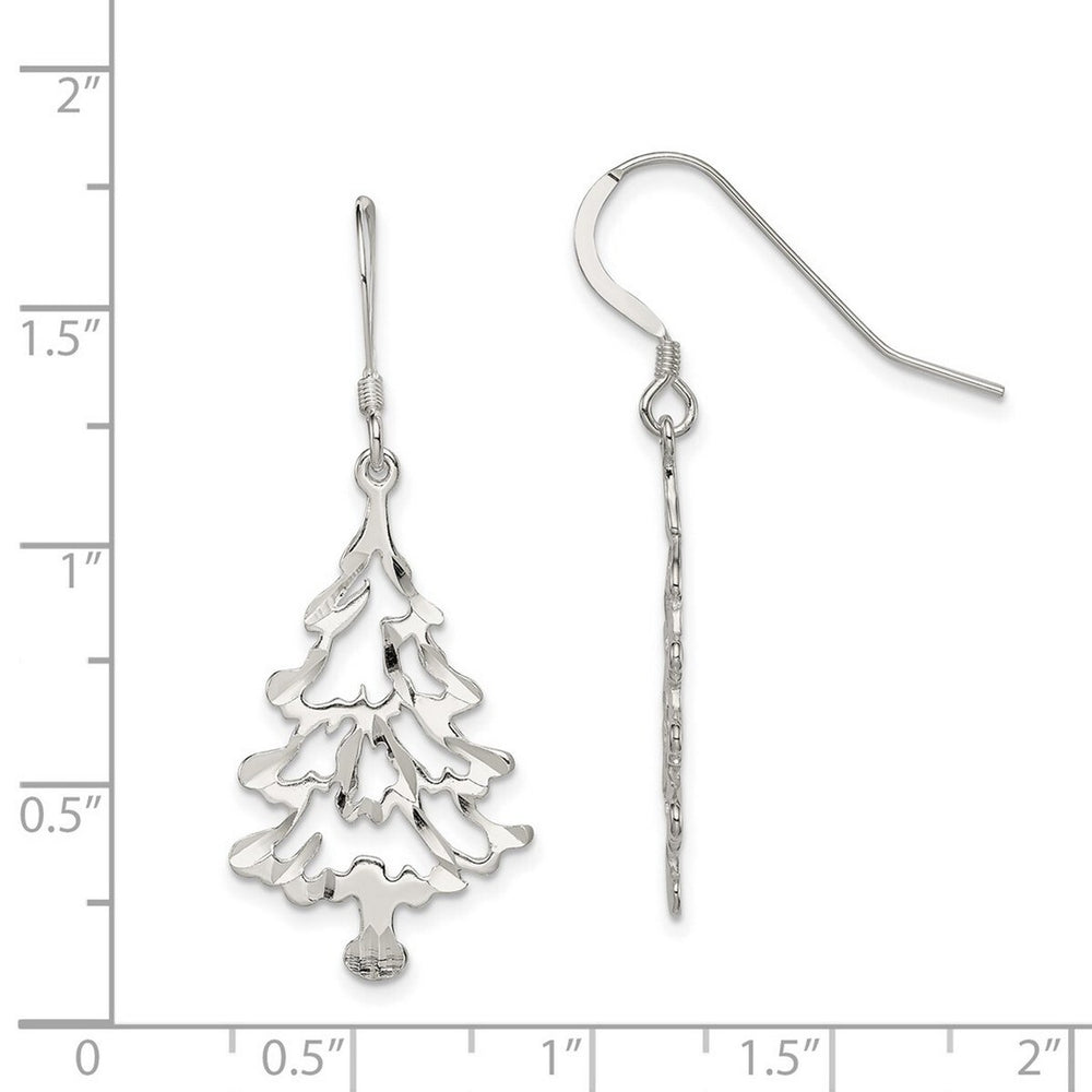 Curata 925 Sterling Silver Polished 18x45mm Hook Christmas Tree Dangle Earrings