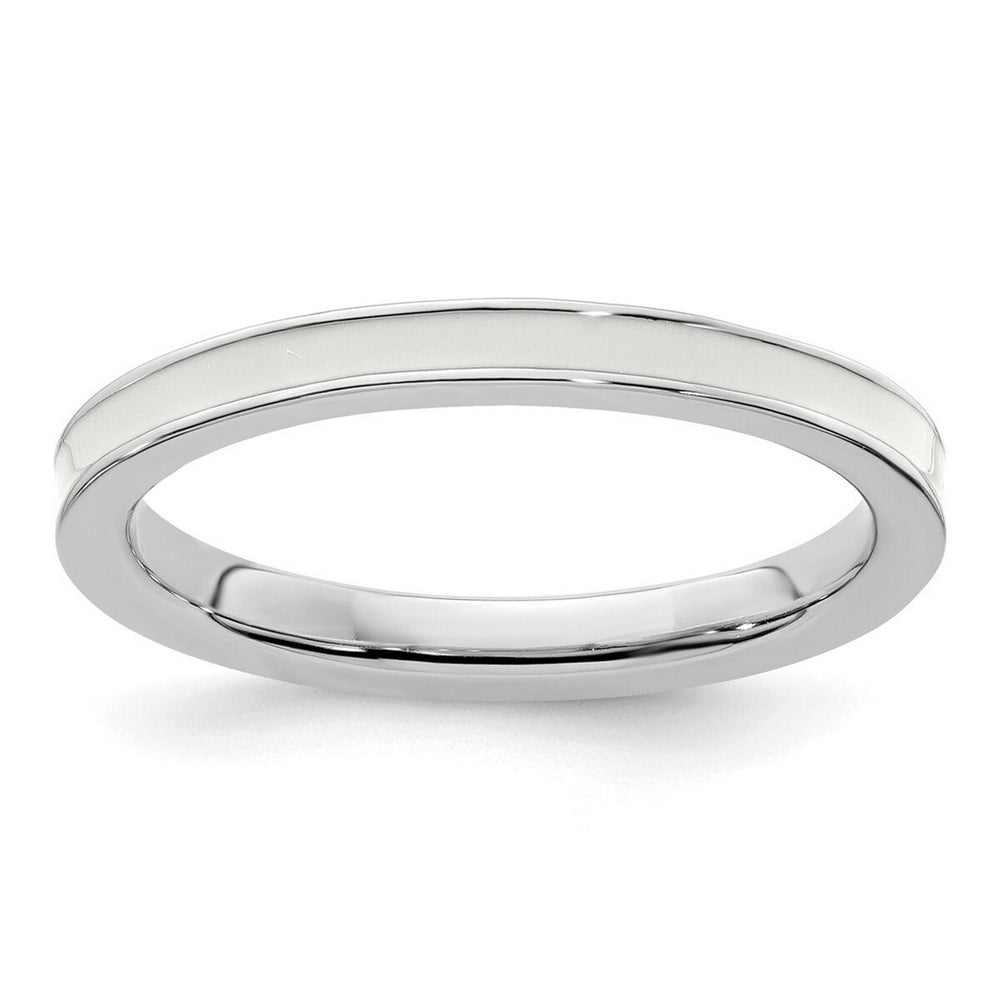 Curata 925 Sterling Silver Polished 2.25mm White Enameled Thin Band Ring