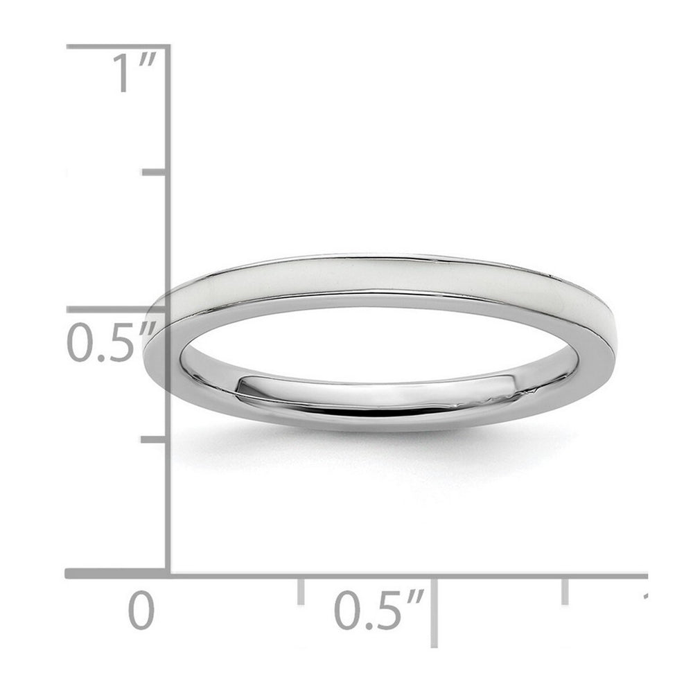 Curata 925 Sterling Silver Polished 2.25mm White Enameled Thin Band Ring