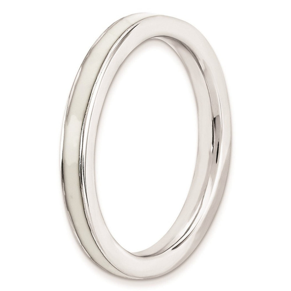 Curata 925 Sterling Silver Polished 2.25mm White Enameled Thin Band Ring