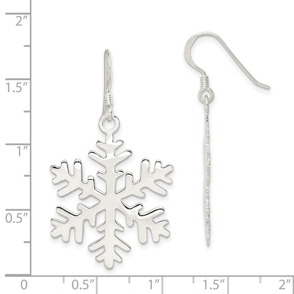 Curata 925 Sterling Silver Polished 25x45mm Hook Snowflake Long Drop Dangle Earrings