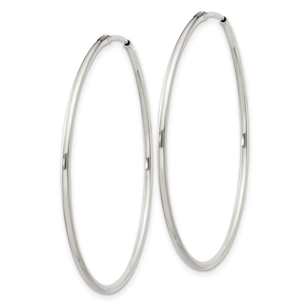 Curata 925 Sterling Silver Polished 40x40mm Hinged Hollow Tube Hoop Earrings