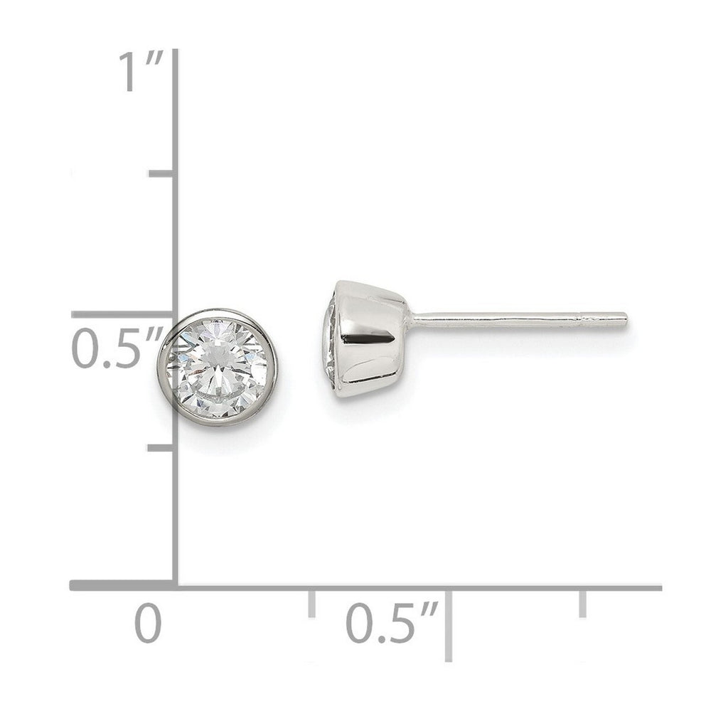 Curata 925 Sterling Silver Polished 5x5mm Round Cubic Zirconia Post Bezel Stud Earrings