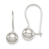 Curata 925 Sterling Silver Polished 8x20mm Kidney Wire Ball Earrings