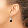 Curata 925 Sterling Silver Polished 8x30mm Hook Simulated Onyx Teardrop Dangle Earrings