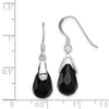 Curata 925 Sterling Silver Polished 8x30mm Hook Simulated Onyx Teardrop Dangle Earrings