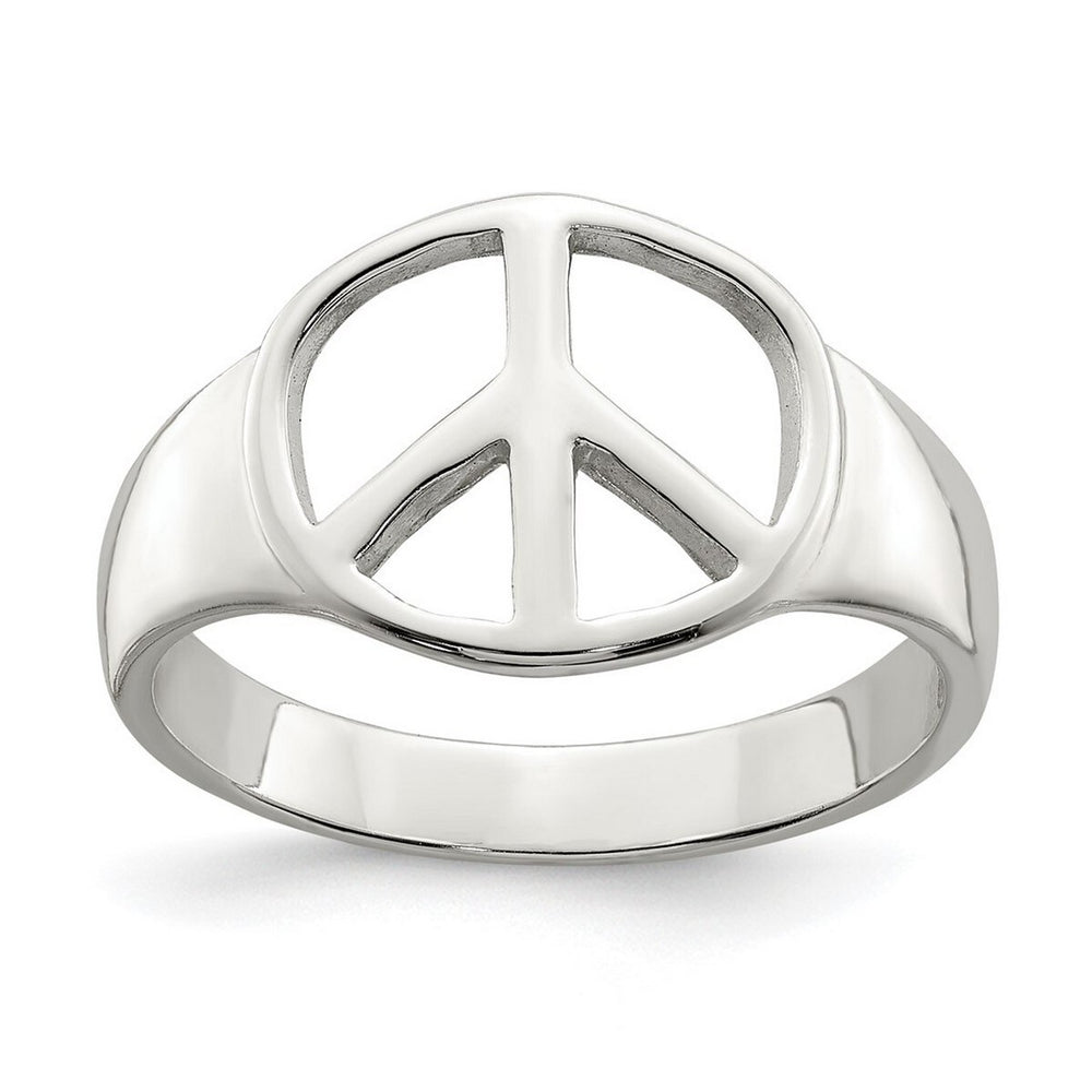 Curata 925 Sterling Silver Polished Bold Peace Sign Ring