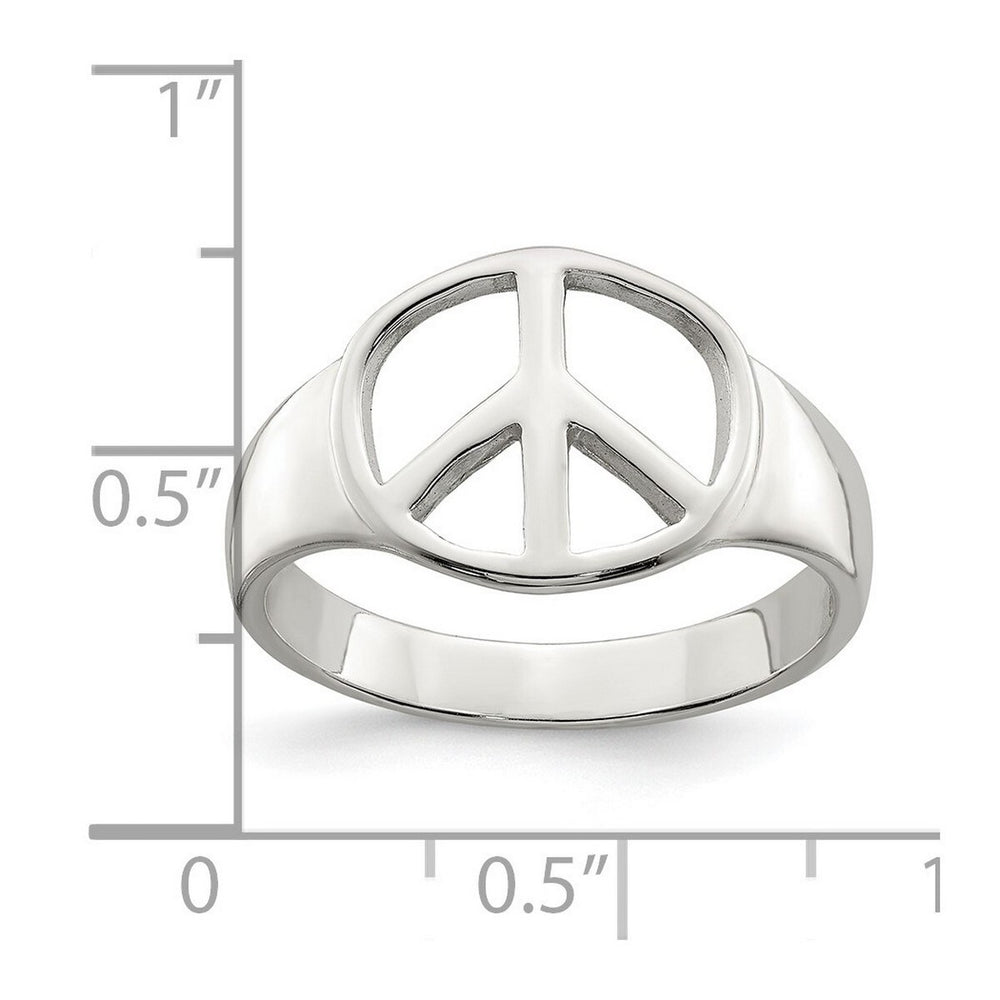 Curata 925 Sterling Silver Polished Bold Peace Sign Ring