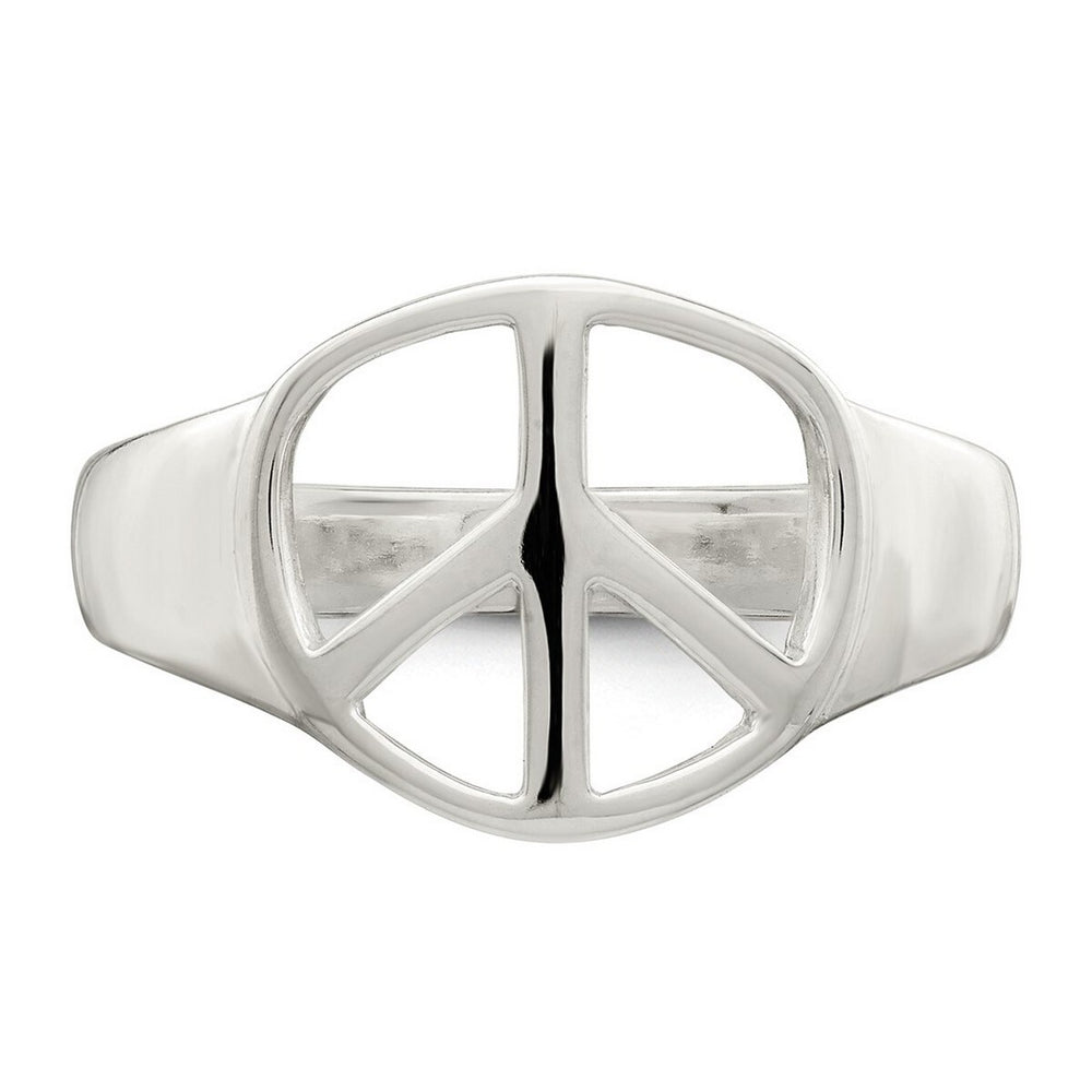 Curata 925 Sterling Silver Polished Bold Peace Sign Ring