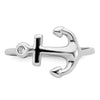 Curata 925 Sterling Silver Polished CZ Sideways Anchor Ring