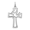 Curata 925 Sterling Silver Polished Cut out Dove Religious Faith Cross Pendant Necklace