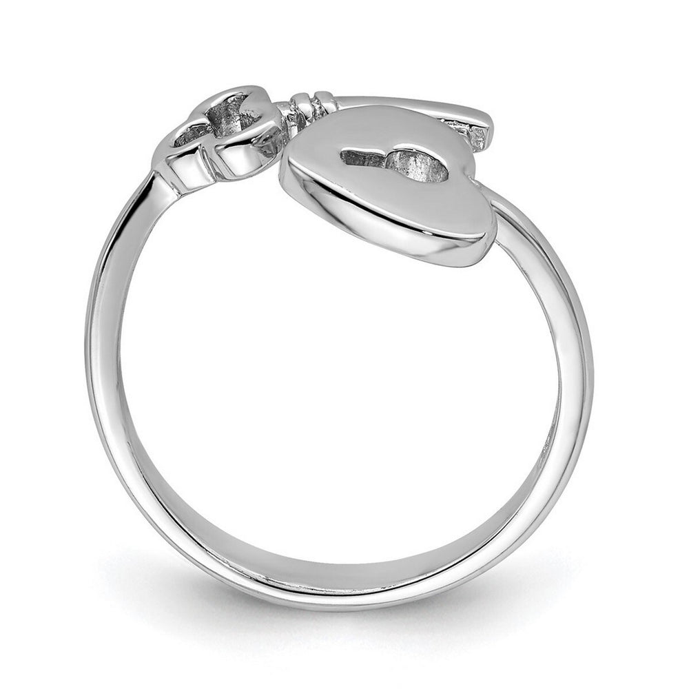 Curata 925 Sterling Silver Polished Heart Lock and Key Toe Ring