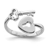 Curata 925 Sterling Silver Polished Heart Lock and Key Toe Ring