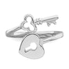 Curata 925 Sterling Silver Polished Heart Lock and Key Toe Ring