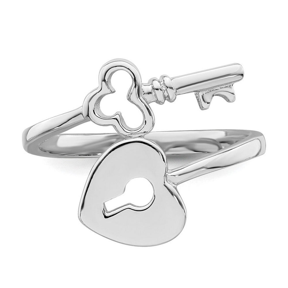 Curata 925 Sterling Silver Polished Heart Lock and Key Toe Ring