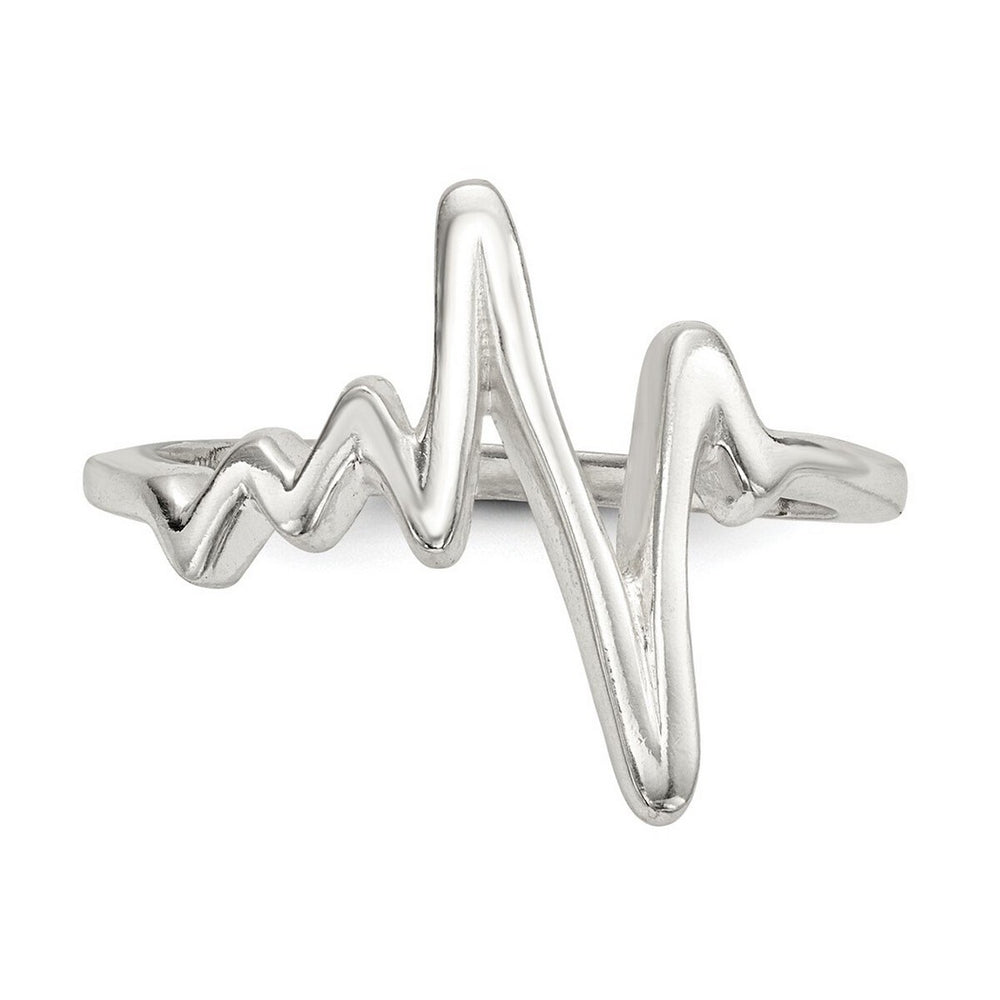 Curata 925 Sterling Silver Polished Heartbeat Ring