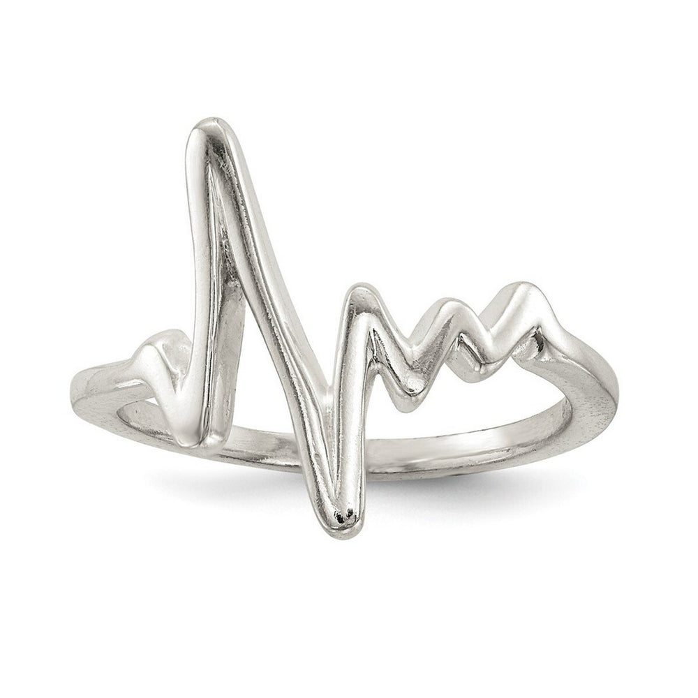 Curata 925 Sterling Silver Polished Heartbeat Ring