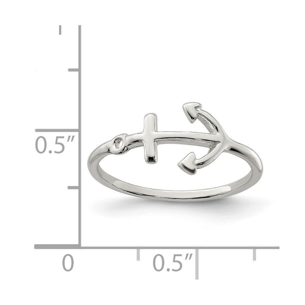 Curata 925 Sterling Silver Polished Sideways Anchor Ring