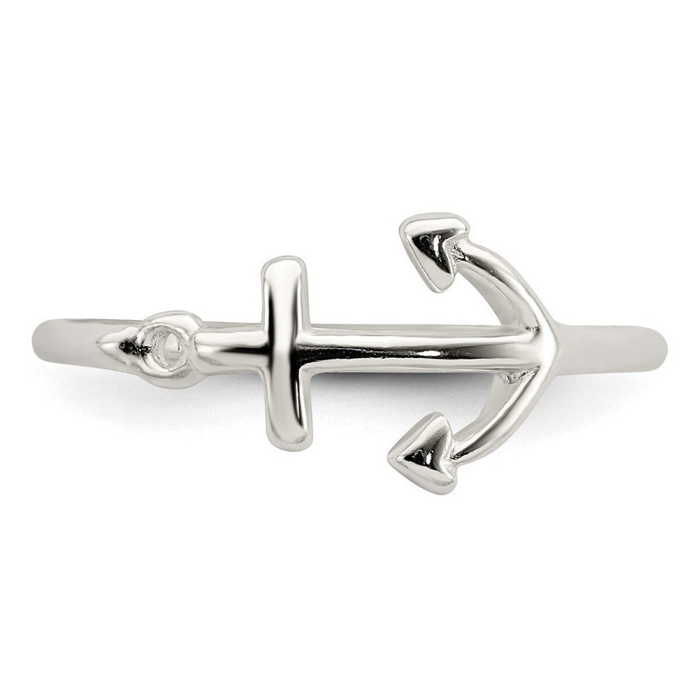 Curata 925 Sterling Silver Polished Sideways Anchor Ring