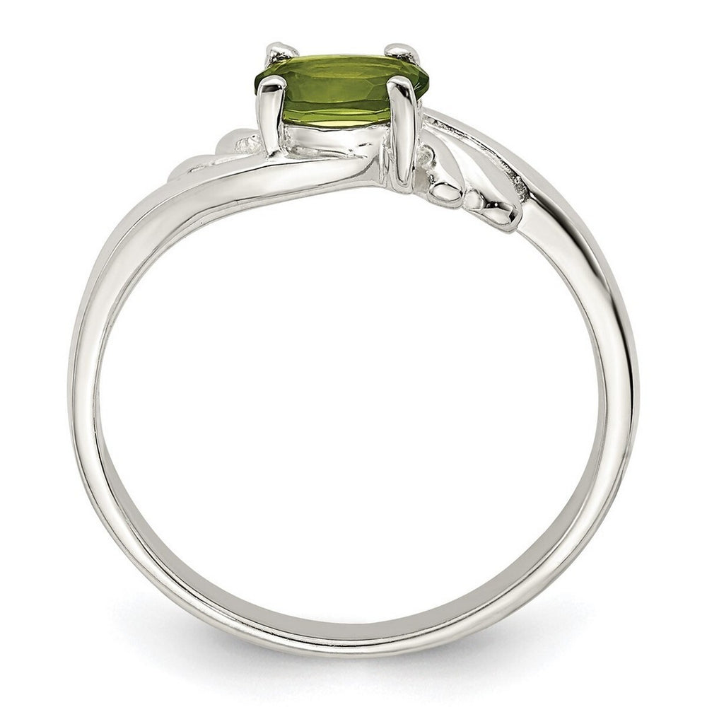 Curata 925 Sterling Silver Polished Solid Back Lime Green Oval Cubic Zirconia Ring