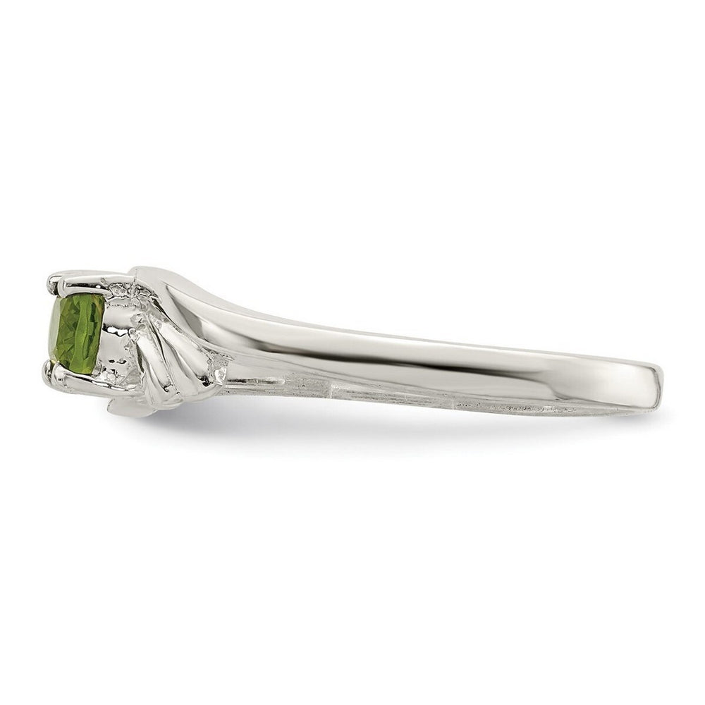 Curata 925 Sterling Silver Polished Solid Back Lime Green Oval Cubic Zirconia Ring