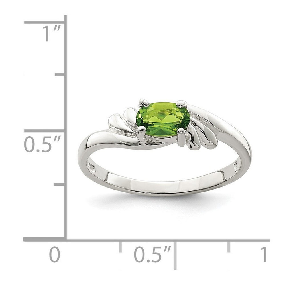 Curata 925 Sterling Silver Polished Solid Back Lime Green Oval Cubic Zirconia Ring