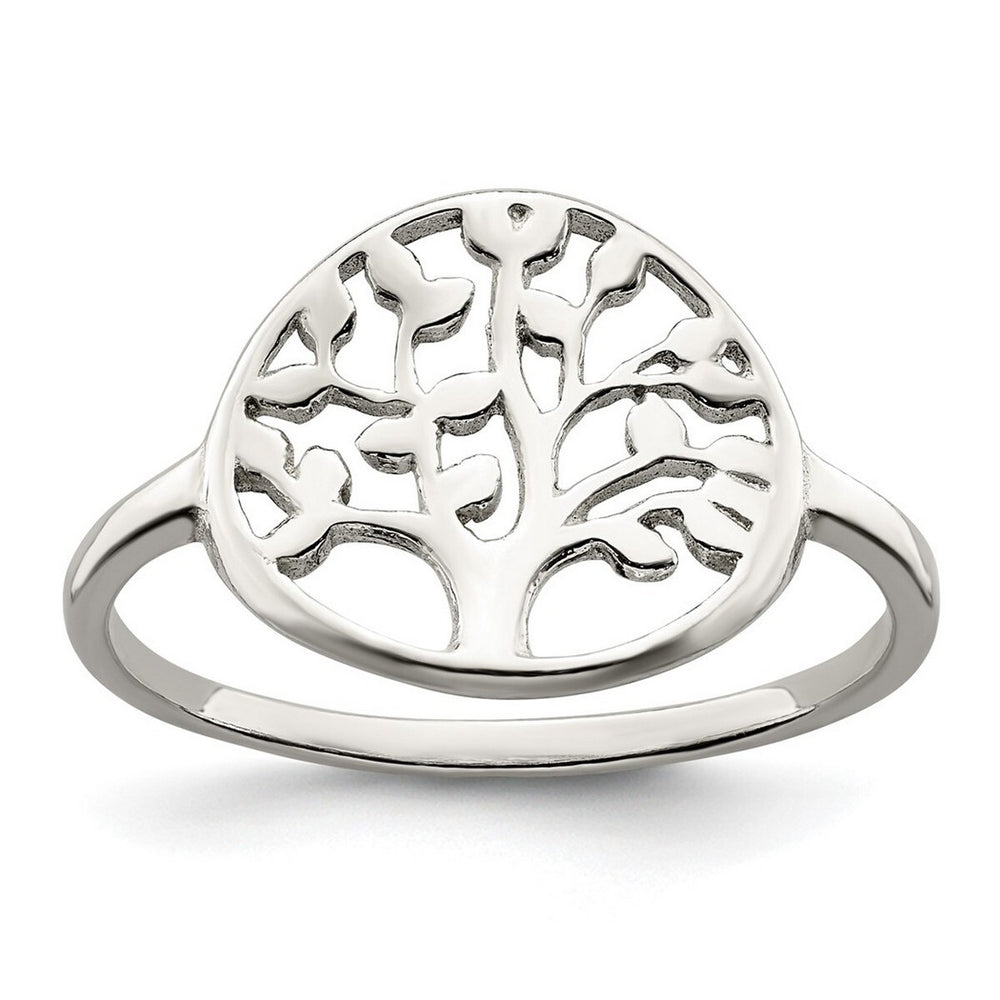 Curata 925 Sterling Silver Polished Tree of Life Ring