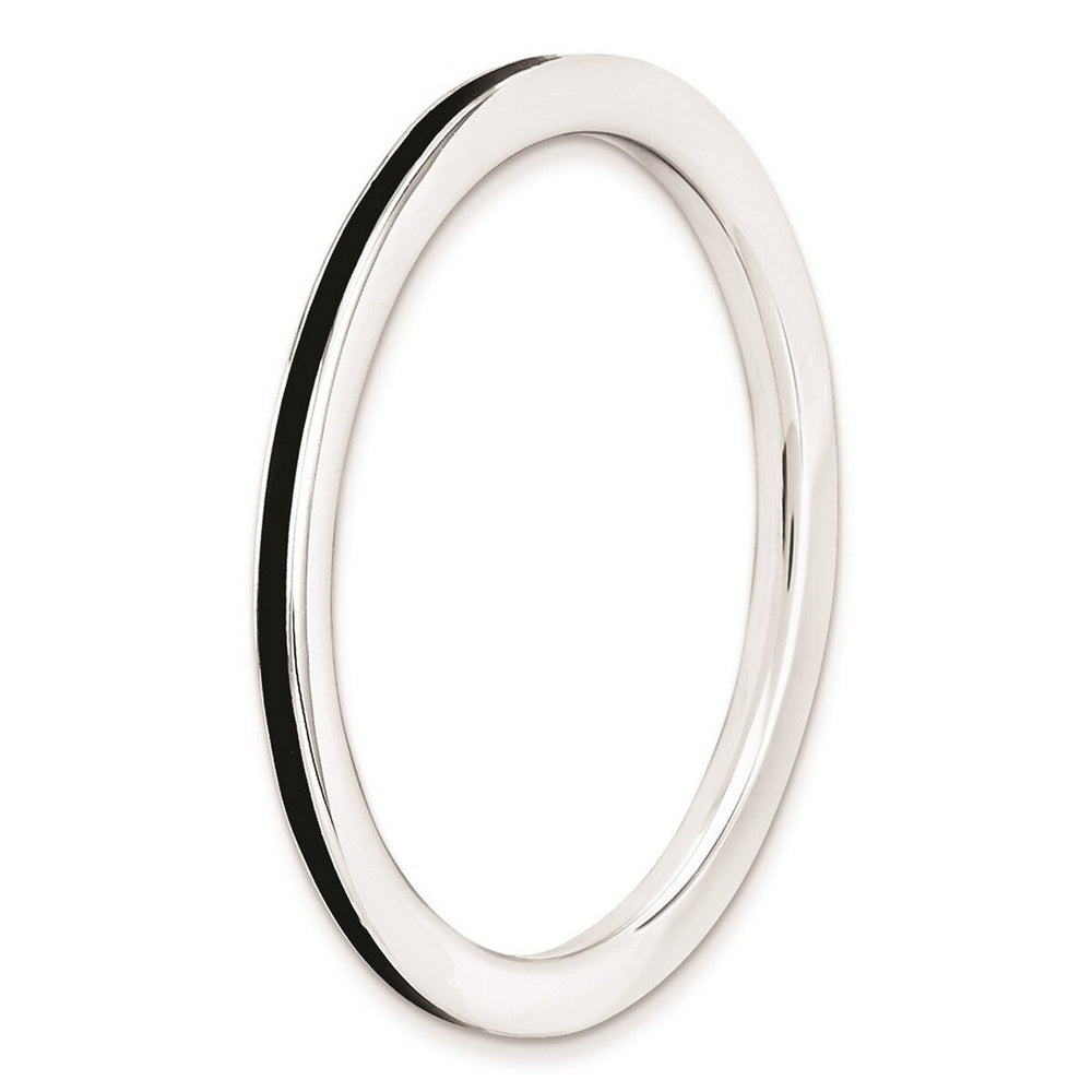 Curata 925 Sterling Silver Polished1.5mm Black Enameled Thin Band Ring