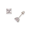 Curata 925 Sterling Silver Princess Square Cubic Zirconia Stud Screw Back Earrings - 3mm 4mm 5mm 6mm 7mm