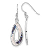 Curata 925 Sterling Silver Rhodium 11.5x38.5mm Teardrop Abalone Mother of Pearl Earrings