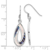 Curata 925 Sterling Silver Rhodium 11.5x38.5mm Teardrop Abalone Mother of Pearl Earrings