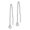 Curata 925 Sterling Silver Rhodium 4.38x63.58mm Cubic Zirconia Chain Threader Earrings