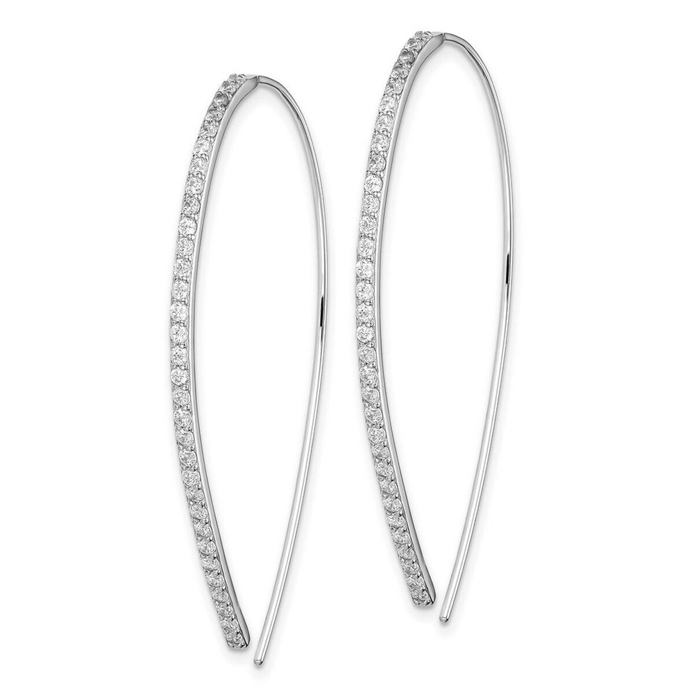 Curata 925 Sterling Silver Rhodium 47.26mm Cubic Zirconia Line Threader Earrings