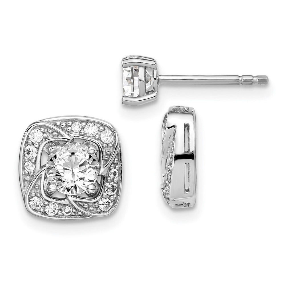 Curata 925 Sterling Silver Rhodium 9.9mm Round Cubic Zirconia Stud and Jacket Earrings