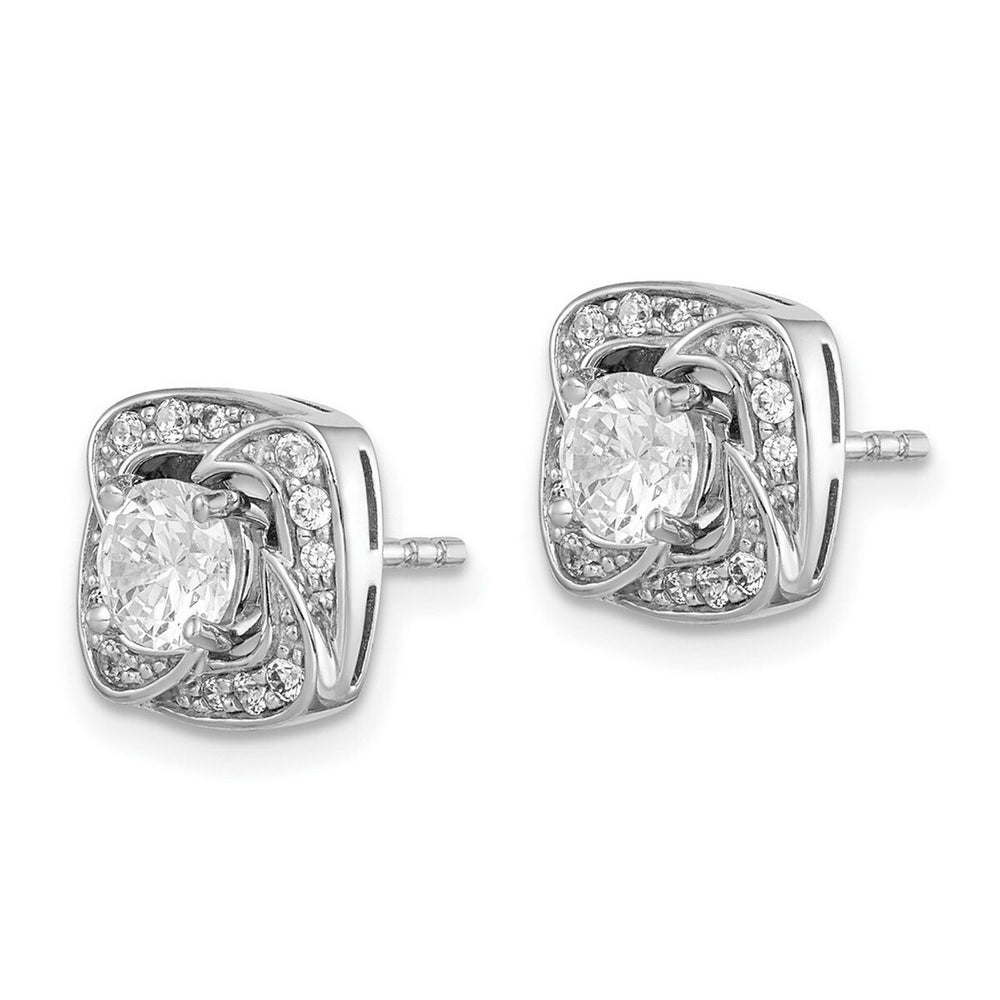 Curata 925 Sterling Silver Rhodium 9.9mm Round Cubic Zirconia Stud and Jacket Earrings