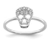 Curata 925 Sterling Silver Rhodium Cubic Zirconia Skull Ring