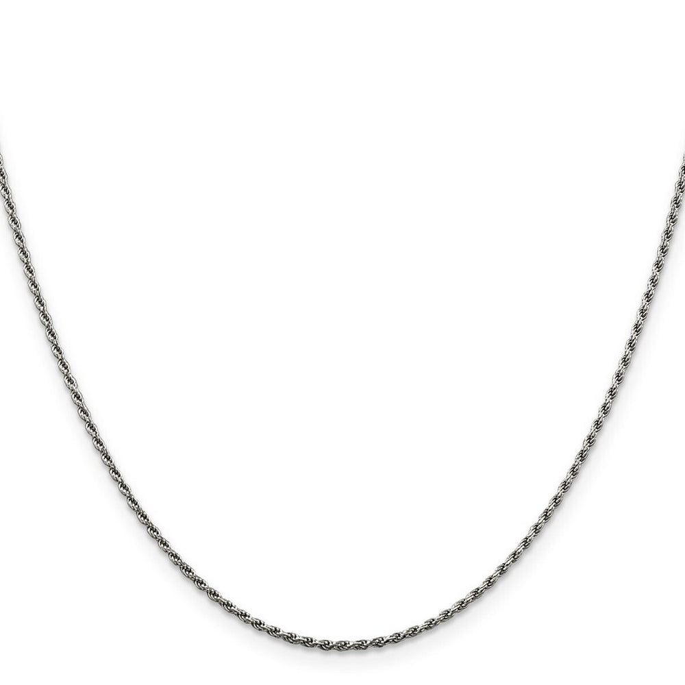 Curata 925 Sterling Silver Rhodium Plated 1.5mm Sparkle Cut Rope Chain Necklace Options: 16 18 20 22 24 26 28 30