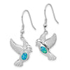 Curata 925 Sterling Silver Rhodium Plated 14x32mm Simulated Blue Opal Bird Long Drop Dangle Earrings