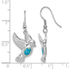 Curata 925 Sterling Silver Rhodium Plated 14x32mm Simulated Blue Opal Bird Long Drop Dangle Earrings