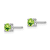 Curata 925 Sterling Silver Rhodium Plated 4x4mm Round Peridot Post Earrings