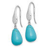 Curata 925 Sterling Silver Rhodium Plated 9.5x36mm Simulated Turquoise Teardrop Dangle Earrings