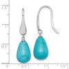 Curata 925 Sterling Silver Rhodium Plated 9.5x36mm Simulated Turquoise Teardrop Dangle Earrings